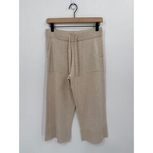 Banana Republic Cozy Wide Leg Cropped Lounge Knit Pants Neutral Beige Size XS